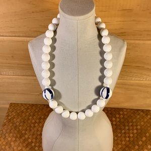 White and Blue Beaded Choker